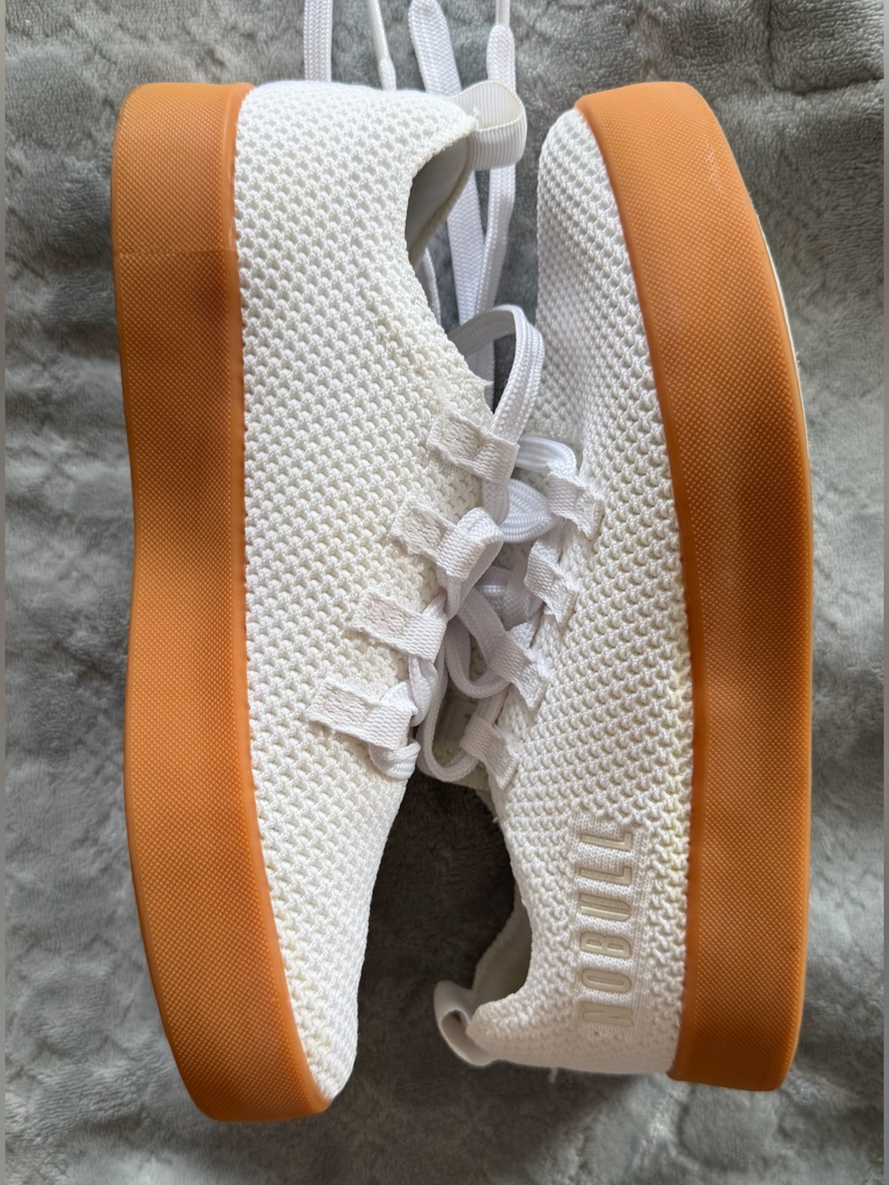 NOBULL White Knit Sneaker with Gum Botton - Worn Once - 7.5